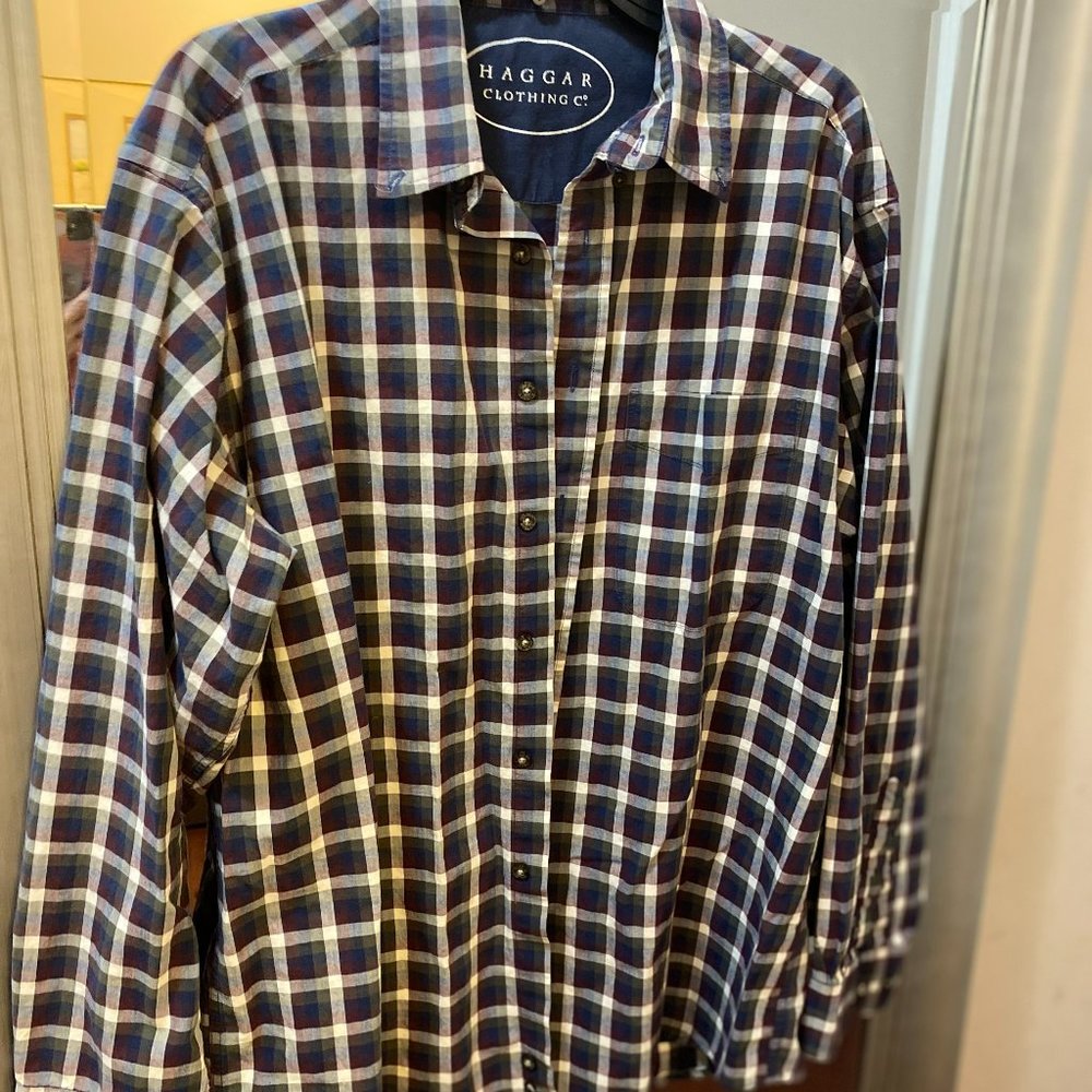 HAGGAR MENS DRESS SHIRT SIZE LARGE